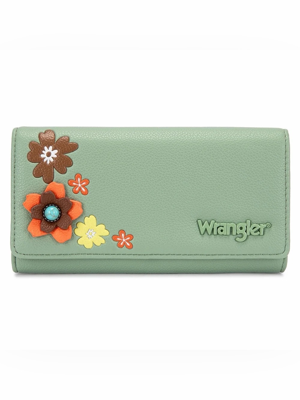Wrangler Multi Floral Turquoise RFID Long Wallet Green